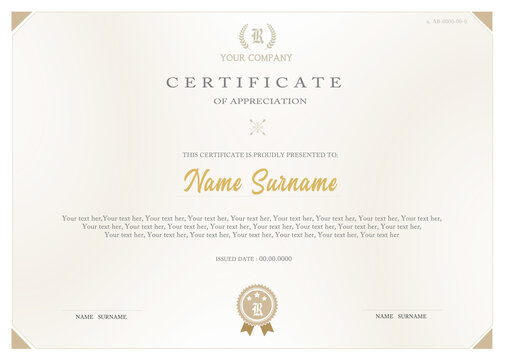 Modello di certificato di apprezzamento pulito per l'azienda. Design multiuso del certificato di premio in elementi in stile . - illustrazioni