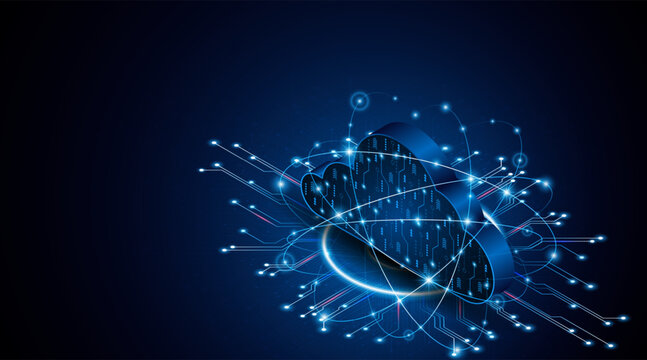 Abstract cloud technology circuit board. Large data center concept. modern cloud storage technology innovation concept background