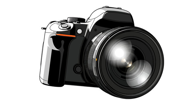 Digital slr camera with a large lens, professional photography equipment for capturing highquality images and videos, modern camera design