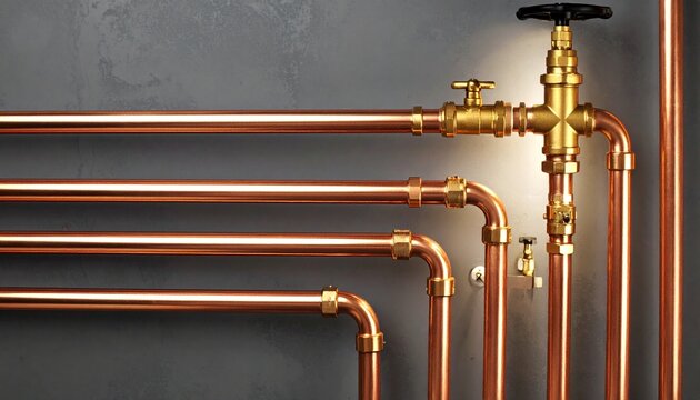 Copper pipes plumbing installation craftsmanship