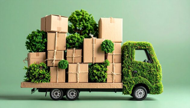 Eco friendly delivery truck sustainable transport