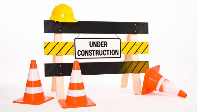 Under construction caution barrier safety warning