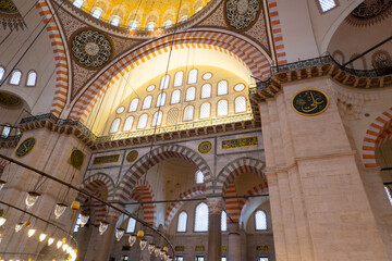 Naklejka premium Interior details of Suleymaniye Mosque in Istanbul Turkey