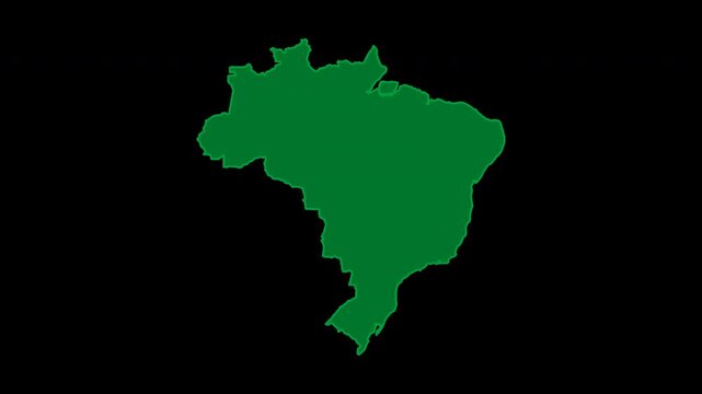 Neon Glowing Wireframe Outline Map of Brazil - High-Tech Hologram Concept