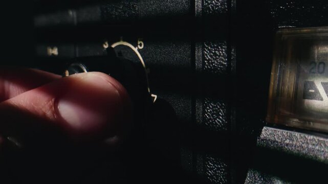 Tape audio music player, VHS studio magnetic tape, vintage retro spool reel to reel player and recorder, magnetic tape data storage close up, music studio. 