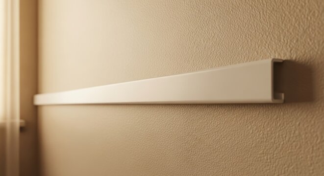 White Cable Channel on Textured Wall, Clean Organization Background