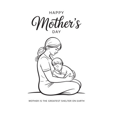 Happy mother s day a loving illustration of a mother and child