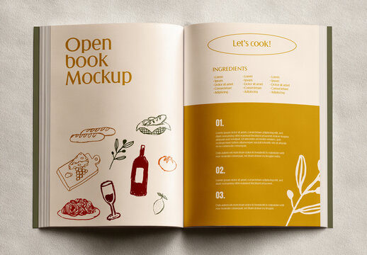Open Book Spread Mockup Template Top View