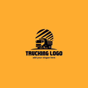logistics moving trucking cargo service logo design vector