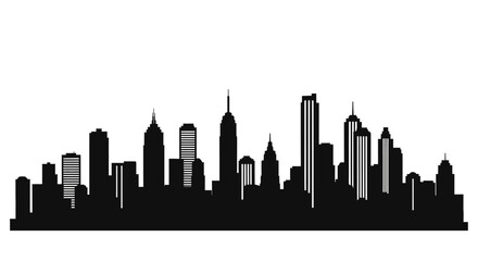 Fototapeta premium Black silhouette of a city skyline.