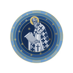 Fototapeta premium James, brother of Jesus. Starry sky round illustration in Byzantine style