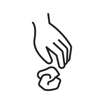 Hand throwing away trash littering icon