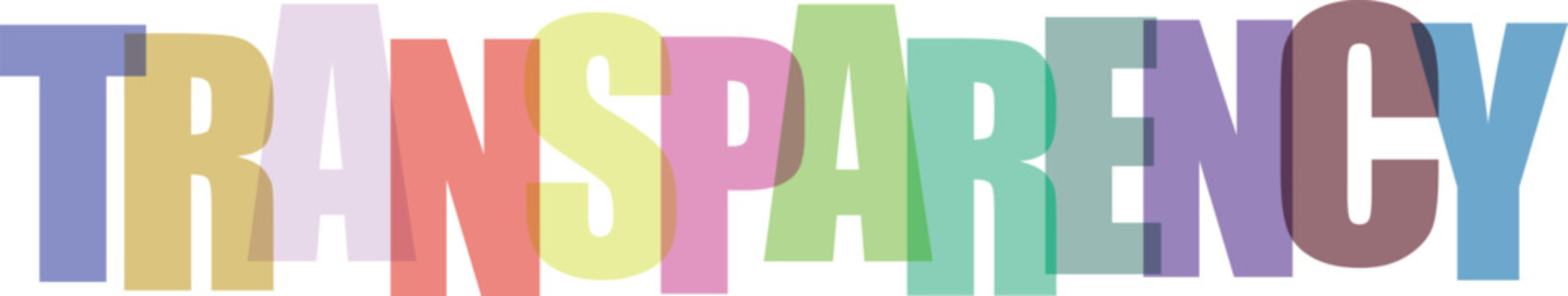 Multicolored transparency word in bold block letters