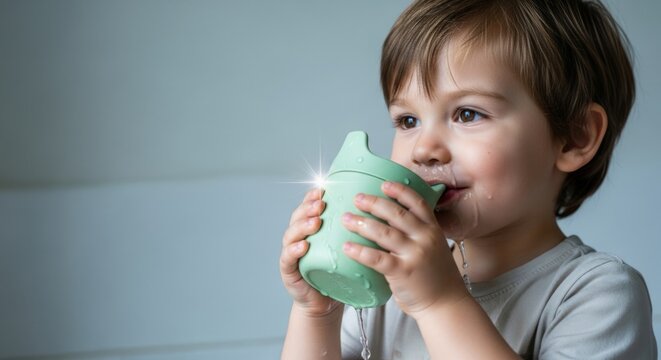 Toddler drinking from sippy cup