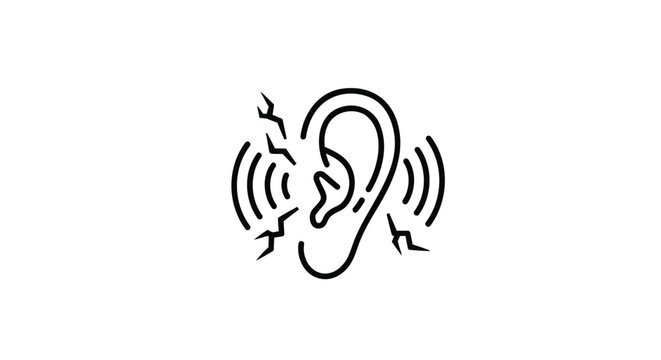 Hearing, Ear, Sound Waves, Deafness, Audiology Vector Icon