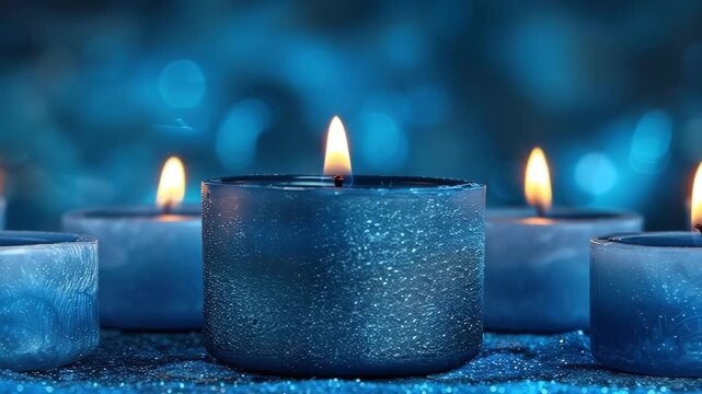 blue candles are burning