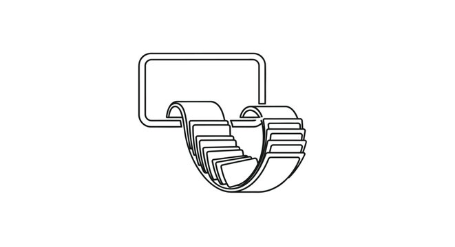 Vector icon of a hand holding stack of papers, document, file, paperwork