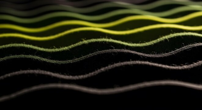 Abstract Wavy Textured Lines with Green and Yellow Gradient