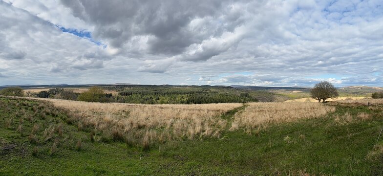The Brecon Beacons near Glynneath, South Wales, Panoramic.