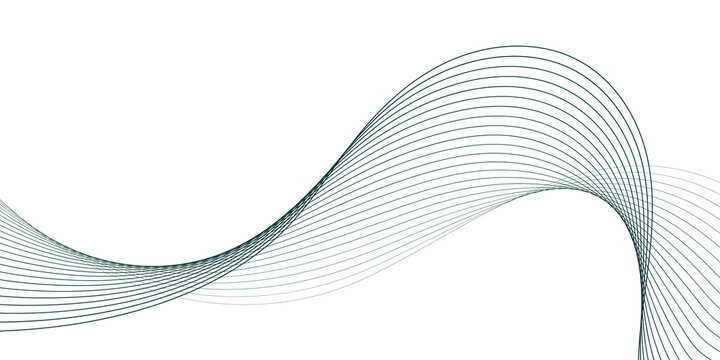 Minimalist Abstract Wave Background with Clean Dark Teal Flowing Lines on White