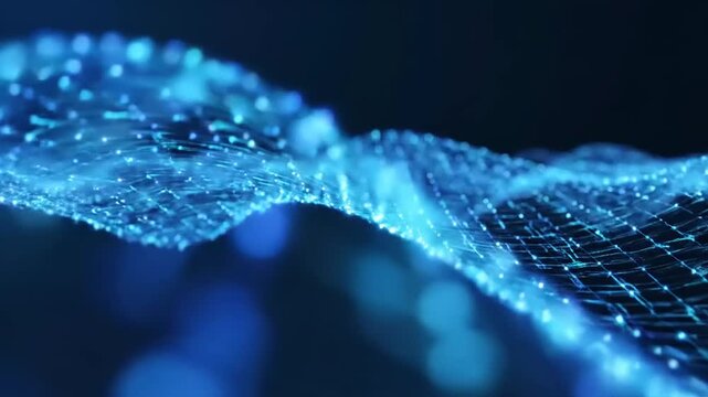 blue digital network visualization with interconnected points forming intricate patterns