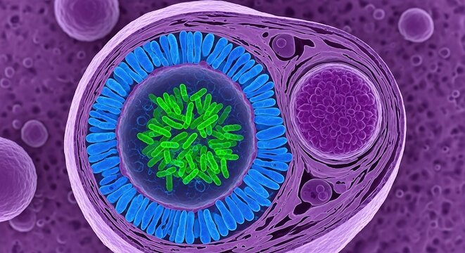 Viral replication inside a cell nucleus