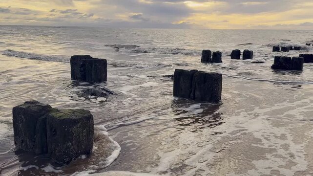 Beautiful sunset at the beach of Blackpool, UK.