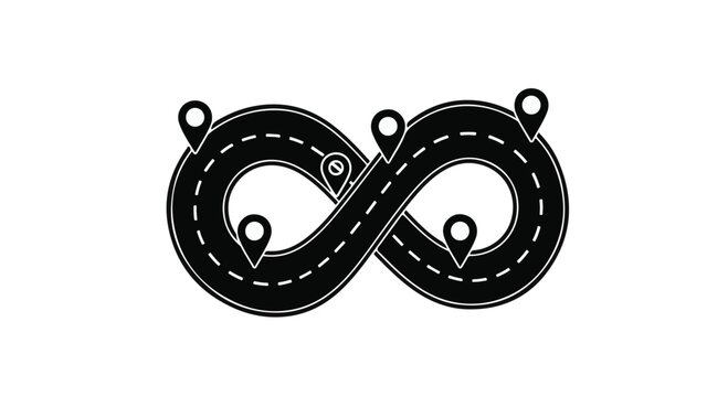 infinity road loop illustration with checkpoints