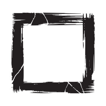 Grunge Rough Black Frame Border with Scratch Texture on Beige Background