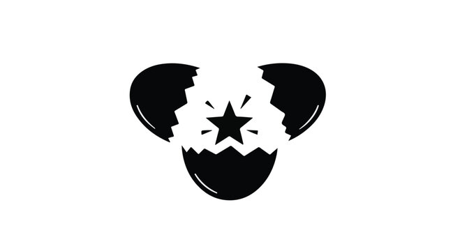 black bear face with star explosion effect