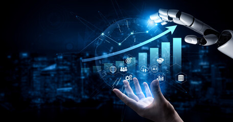 Obraz premium Artificial intelligence enhances business growth strategy and trend analysis to support sustainable performance development Parse