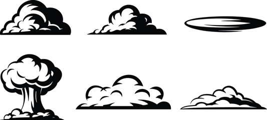 Six black and white of clouds and an explosion bomb blast © Sagor
