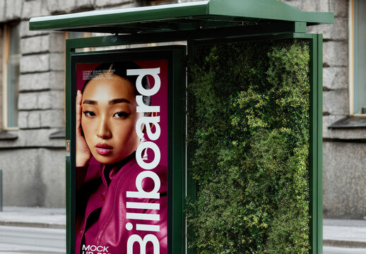 Street Billboard Mockup with Poster on Urban Facade