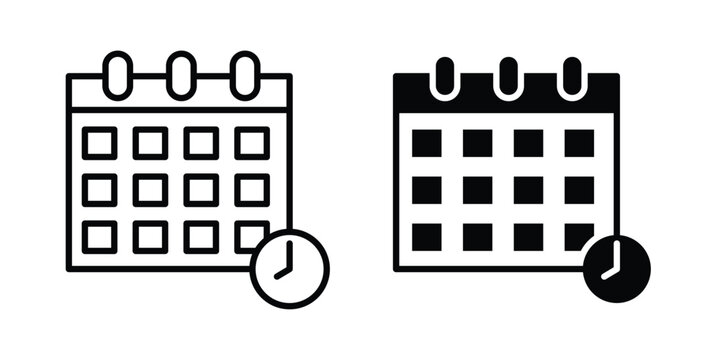 Calendar icon design concept. Stroke and flat icons set