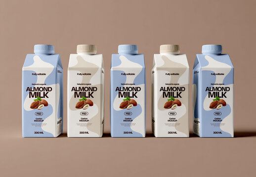 Beverage Carton Mockup Set in Straight Product Line