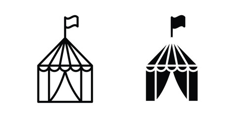 Circus tent icon design concept. Stroke and flat icons set © Hestia