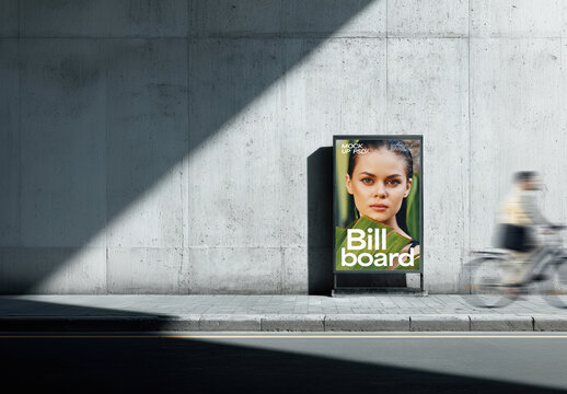 Street Billboard Mockup on Concrete Wall
