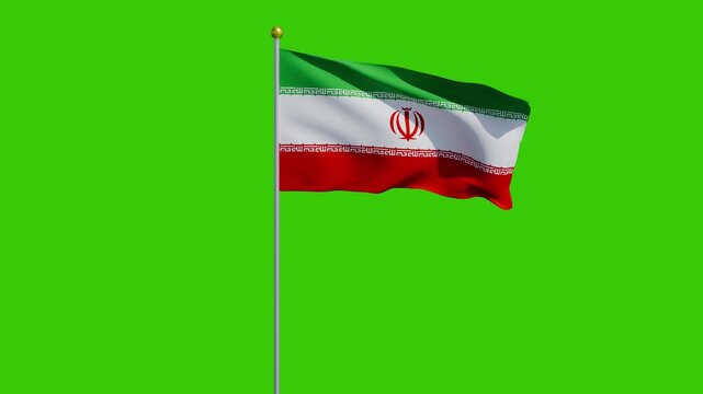 3d Iran flag animation with green screen background 4k waving flag cloth footage template