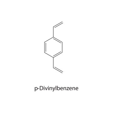 p-Divinylbenzene skeletal structure. alkene compound schematic illustration. Simple diagram, chemical formula.