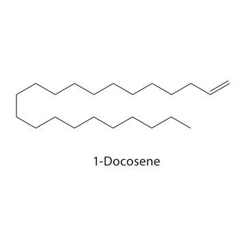 1-Docosene skeletal structure. alkene compound schematic illustration. Simple diagram, chemical formula.