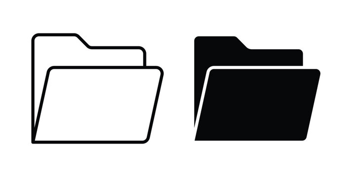 Folder icon design concept. Stroke and flat icons set