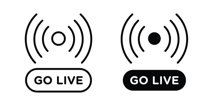 Go live icon design concept. Stroke and flat icons set