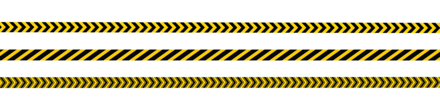 Set of yellow black warning tape borders stripes hazard lines vector