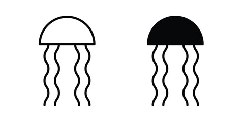 Jellyfish icon design concept. Stroke and flat icons set © Hestia