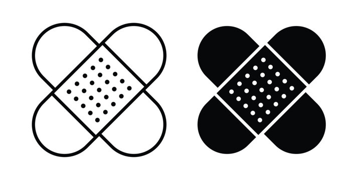 Medical patch icon design concept. Stroke and flat icons set