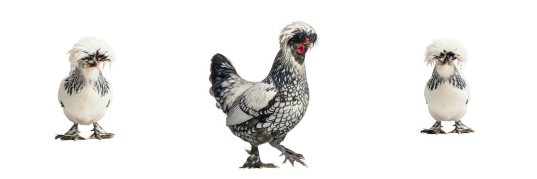 Polish Crested Chicken Standing Crest Visible - Gallus gallus domesticus - Ornamental Poultry - Poule Polonaise - Paduaner Huhn - Exotic Livestock Photography SEO for Show Birds and Farming
