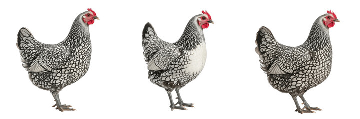 Silver Laced Wyandotte Chicken Standing Laced Feathers - Gallus gallus domesticus - Poule Wyandotte Argentée - Wyandotte Huhn - SEO Optimized American Heritage Poultry Farming Livestock Photography © Homelander