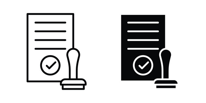 Permit icon design concept. Stroke and flat icons set