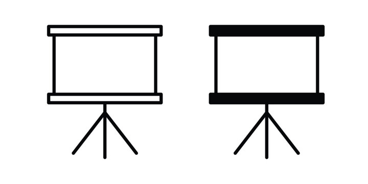 Presentation board icon design concept. Stroke and flat icons set