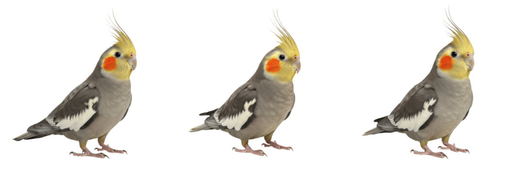 Yellow Cockatiel Standing with Visible Cheek Patches - Nymphicus hollandicus - Calopsita - Ninfas - Lutino Cockatiel SEO Optimized Photography for Pet Care and Veterinary Resources